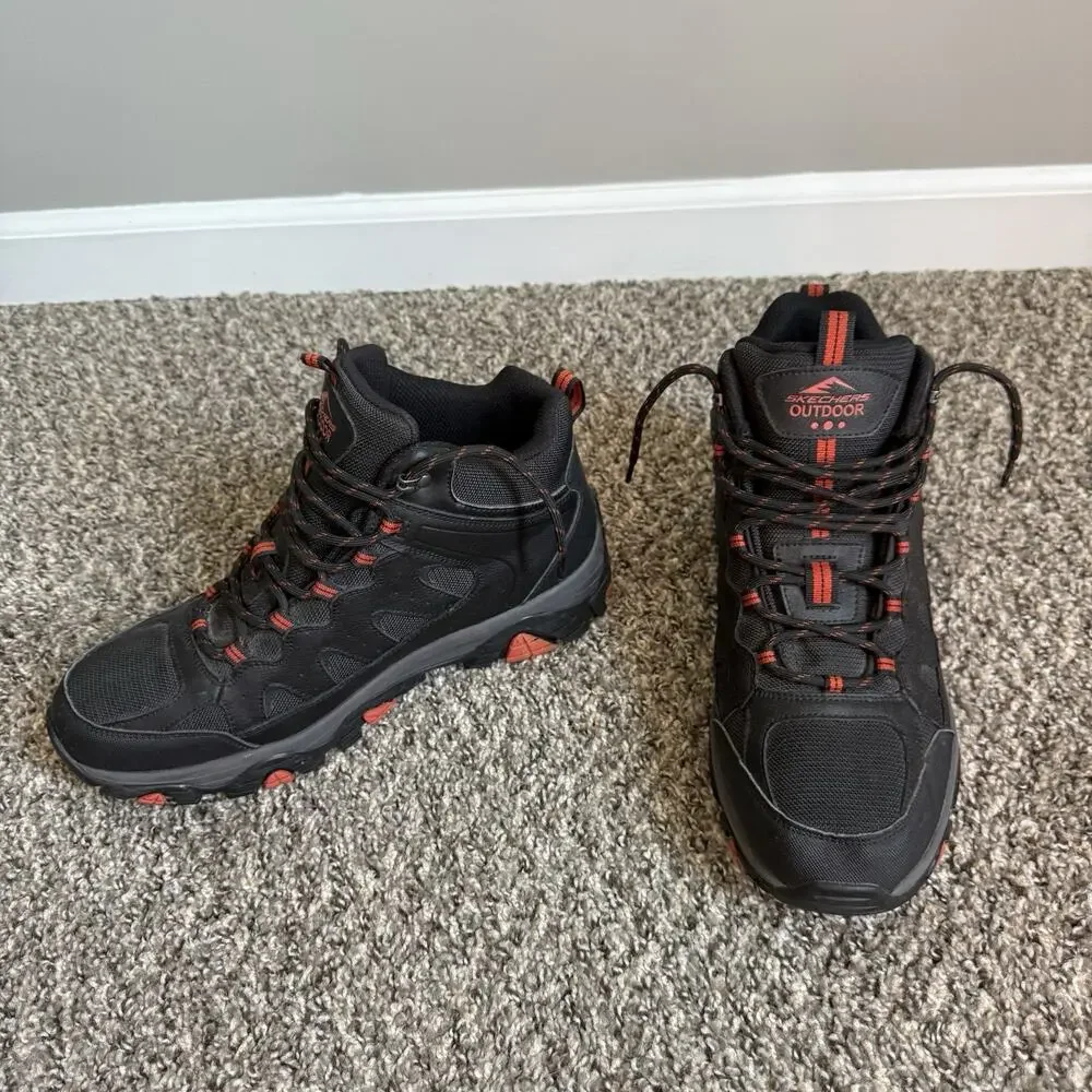 Skechers Outdoor Pine Trail Gotera Hiking Boots Men's 12 Black Leather/Textile